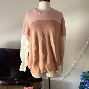 SHEIN Pink and Tan Women's Sweater